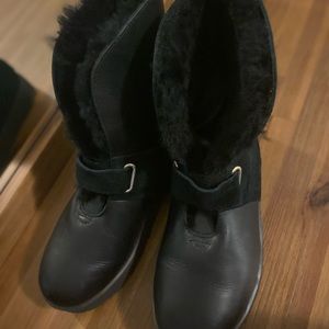 Ugg Black Leather Winter Boots